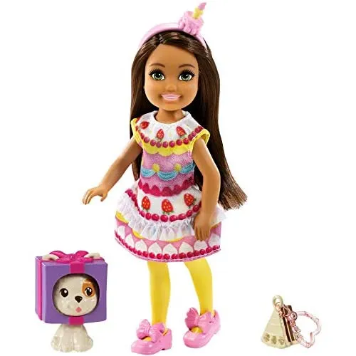 Barbie Chelsea Dress-Up Doll  in Cake Costume with Pet and Accessories