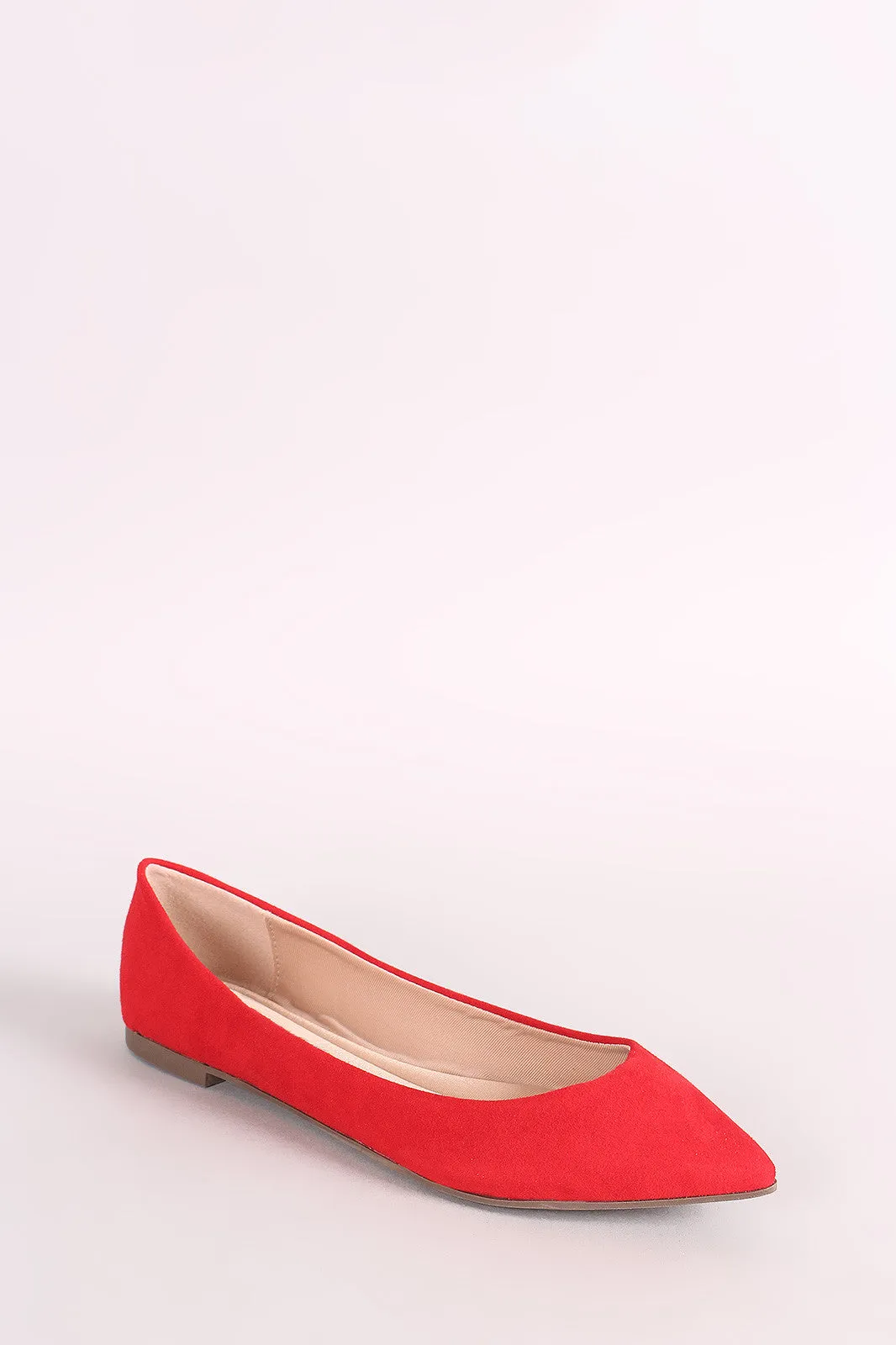 Breckelle Simple Vegan Suede Pointy Toe Flats