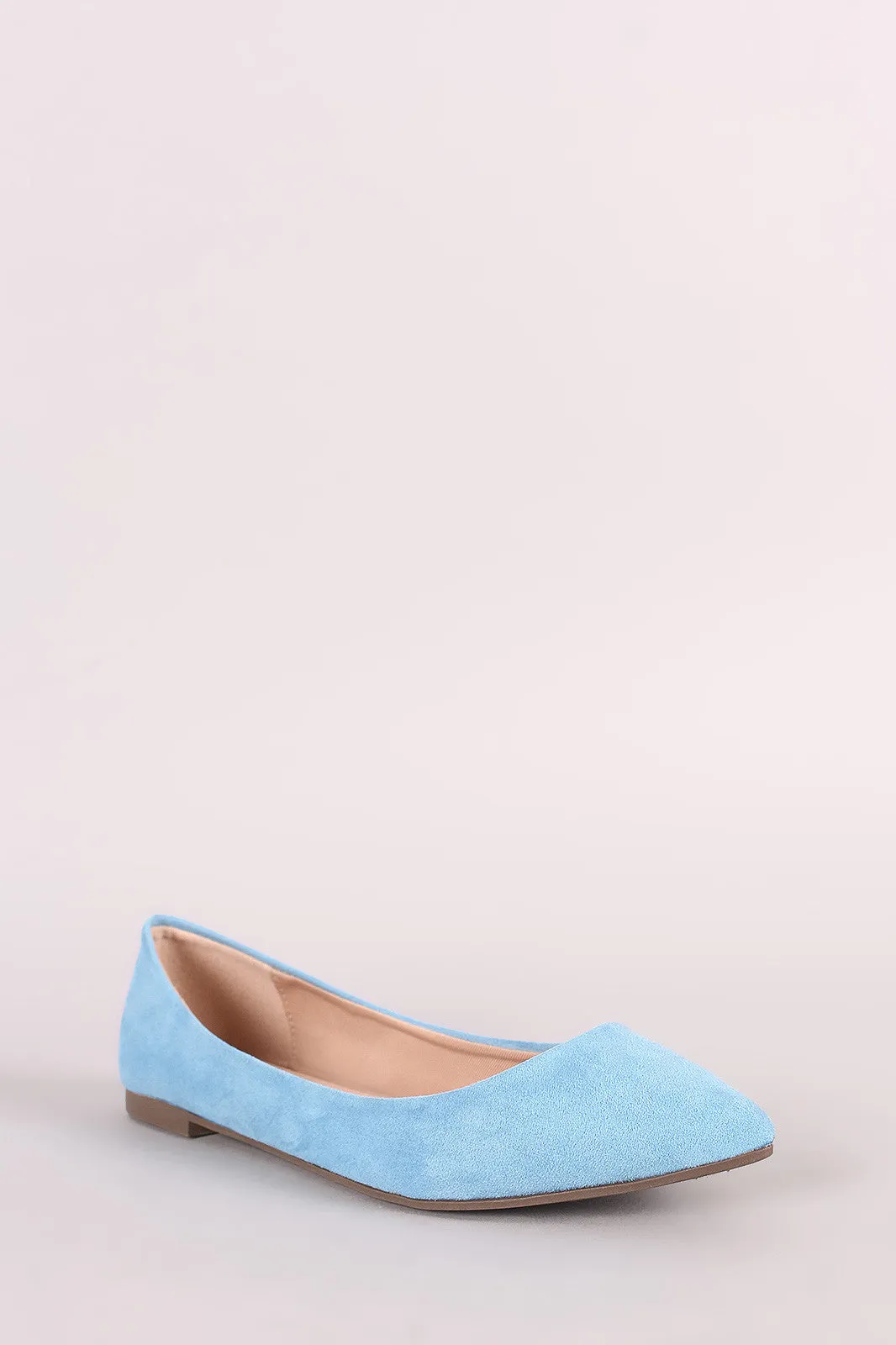 Breckelle Simple Vegan Suede Pointy Toe Flats