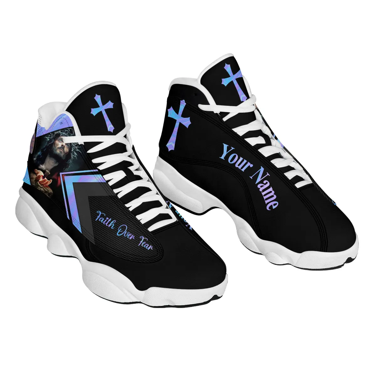 Faith Over Fear Jesus Hands Basketball Shoes For Men Women - Christian Shoes - Jesus Shoes - Unisex Basketball Shoes