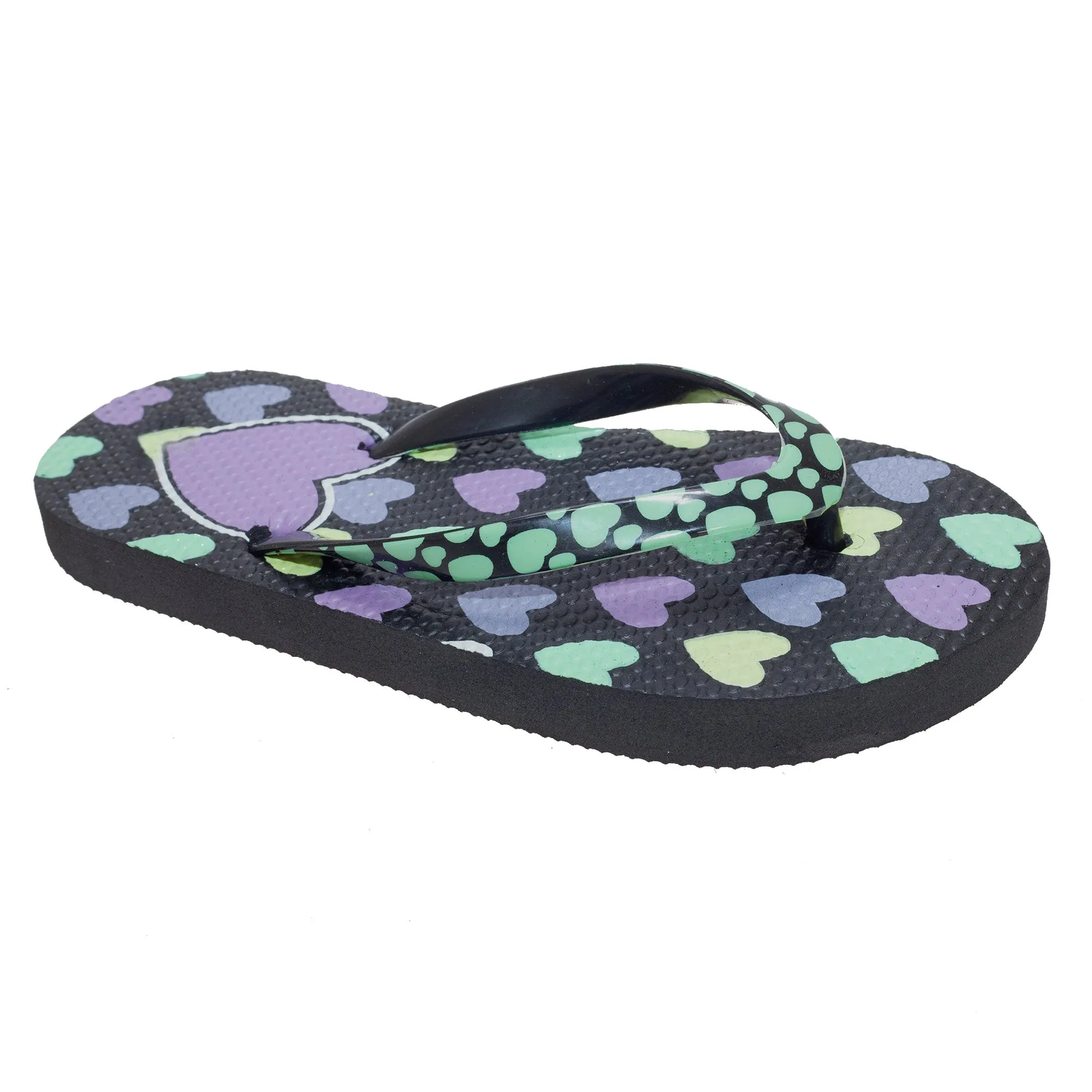 FLOSO Girls Heart Print Flip Flops With Heart Printed Strap