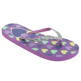 FLOSO Girls Heart Print Flip Flops With Heart Printed Strap