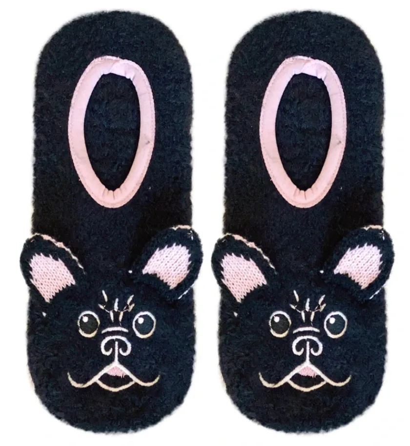 Fuzzy Slipper Frenchie Socks