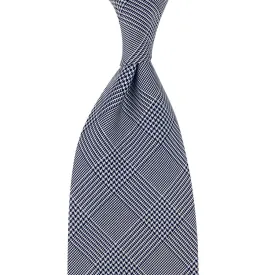 Glencheck Woven Silk Tie - Navy / White - Self-Tipped