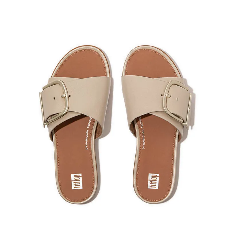 GRACIE MAXI-BUCKLE LEATHER SLIDES