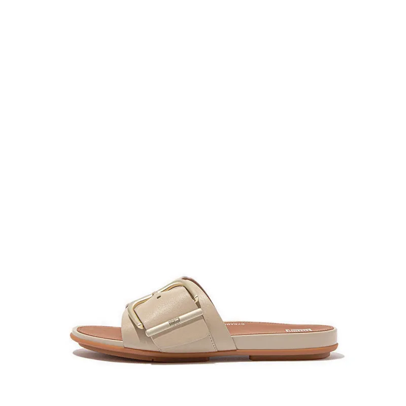 GRACIE MAXI-BUCKLE LEATHER SLIDES