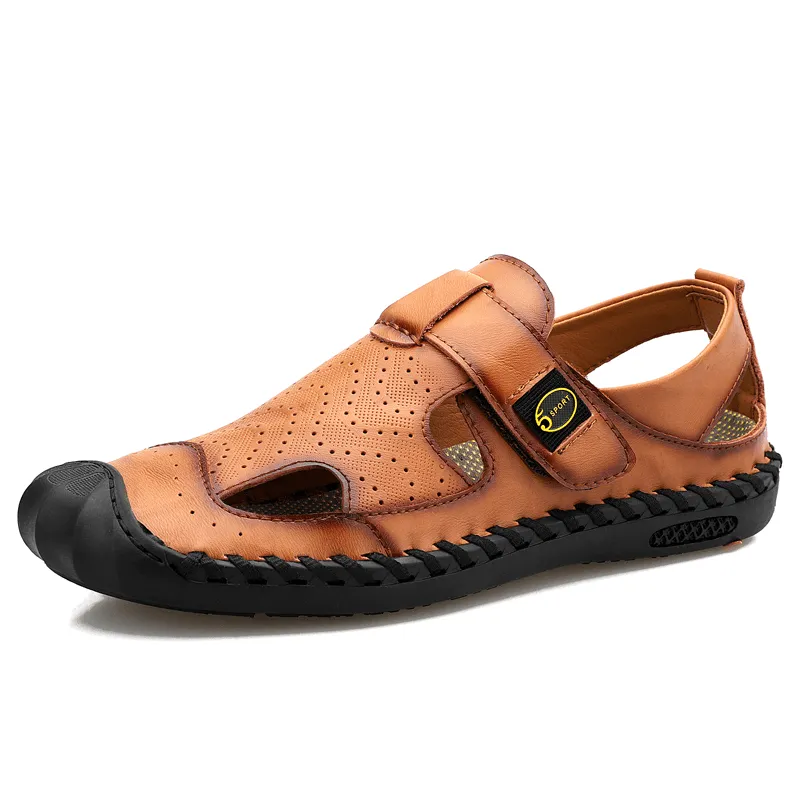 kkboxly kkboxly Men Cowhide Closed Toe Breathable Soft Casual Sandals