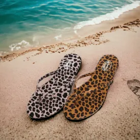 Ladies Leopard Print Flip Flops