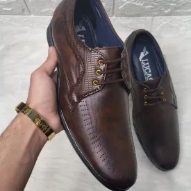 Lucas Pattern Derby Brown Formal Shoes