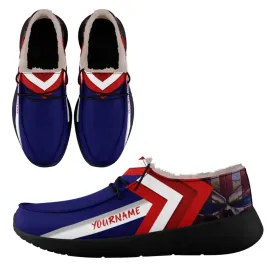 Personalized Flag Sneakers, Custom Patriotic Fur Lining Loafer Shoes, Best Gift for Vateran.FN042-24020295-8b