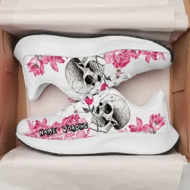 Personalized gifts business names, personalized team gifts Personalized Flower Skull Sneakers, Custom Watercolor Skull Shoes, Foot Bone, Halloween Shoes,XF2325-23090561