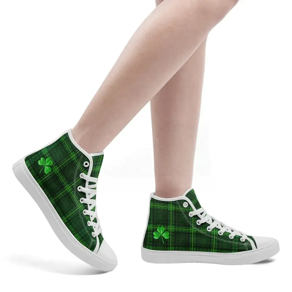 Personalized Lucky Design Sneakers, Custom Green High-Top Shoes, Casual Shoes Gift,FN024-24025069