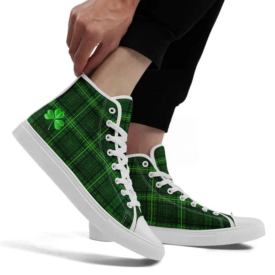 Personalized Lucky Design Sneakers, Custom Green High-Top Shoes, Casual Shoes Gift,FN024-24025069