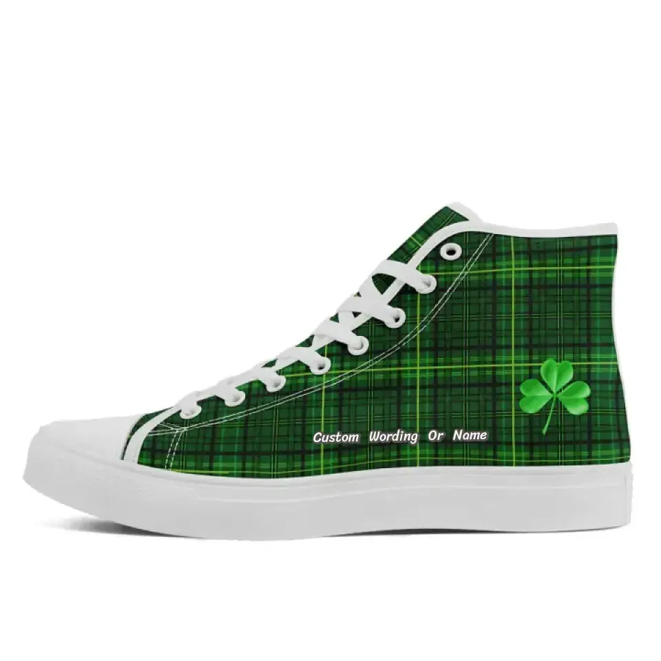 Personalized Lucky Design Sneakers, Custom Green High-Top Shoes, Casual Shoes Gift,FN024-24025069