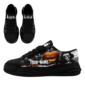 Personalized Pumpkin Sneakers, Custom Bat Canvas Shoes, Comfy Gym Shoes, Unique Gift for Halloween