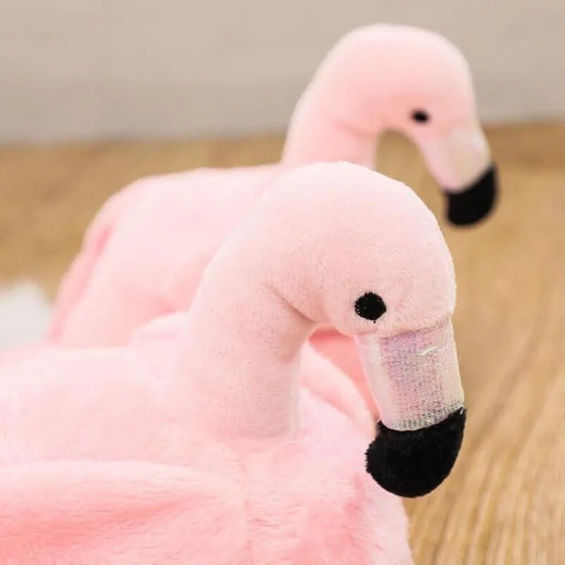 Pink Flamingo Fuzzy Slippers