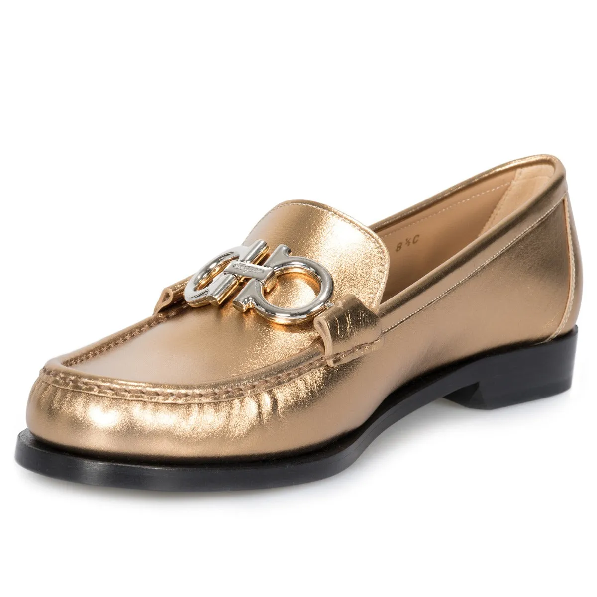 Salvatore Ferragamo Gancini Gold Loafers