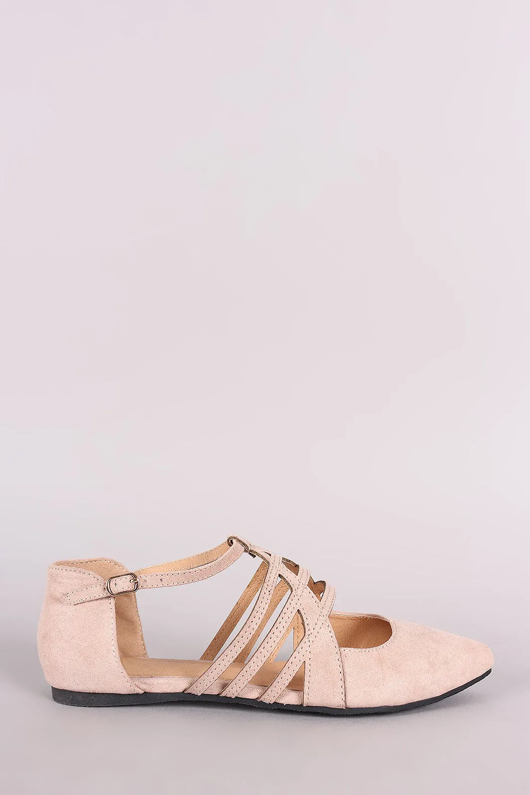 Suede Caged Pointy Toe Flat